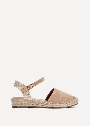 Linzi Neroli Taupe Suede Closed Toe Espadrille Flatform Sandal
