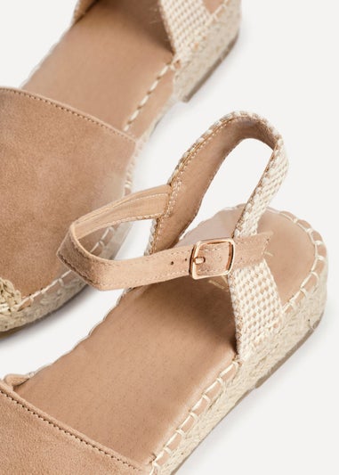 Linzi Neroli Taupe Suede Closed Toe Espadrille Flatform Sandal