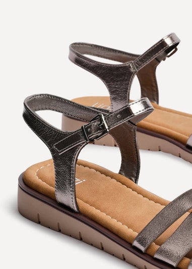 Linzi Isabel Grey Faux Leather Two Part Sandal