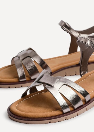 Linzi Isabel Grey Faux Leather Two Part Sandal