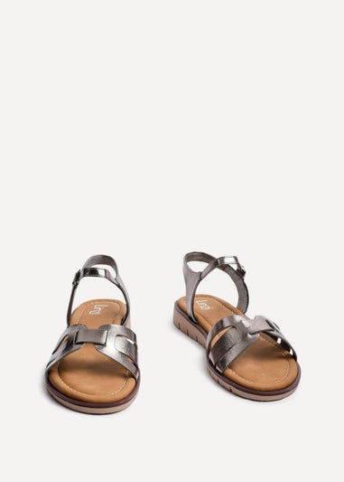Linzi Isabel Grey Faux Leather Two Part Sandal