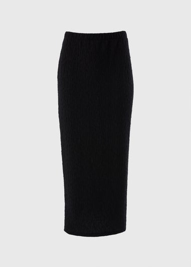 Black Hyper Texture Midaxi Skirt