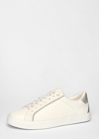 Quiz Cream Faux Leather Glitter Trainers