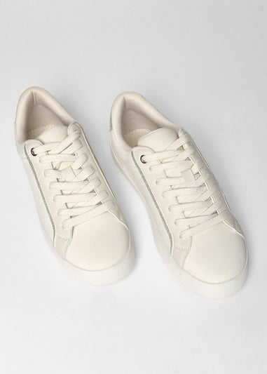 Quiz Cream Faux Leather Glitter Trainers