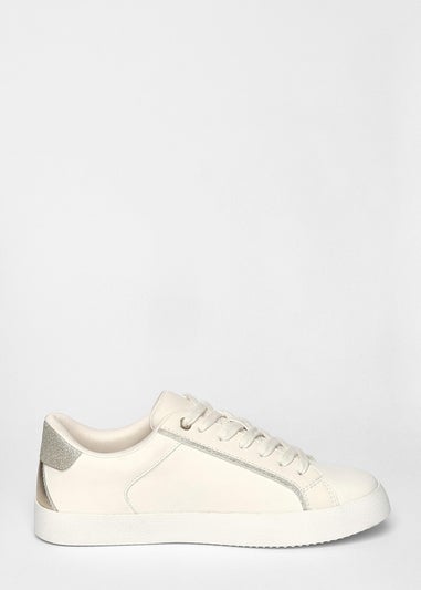 Quiz Cream Faux Leather Glitter Trainers