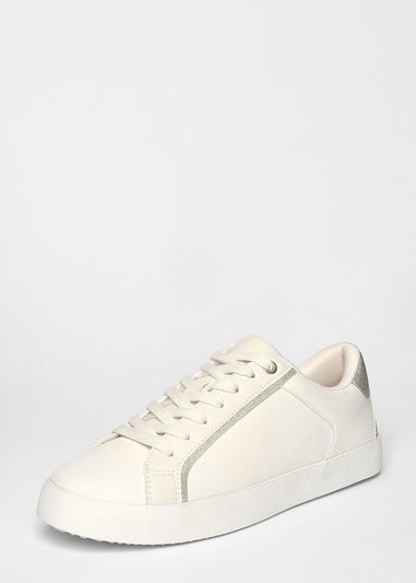 Quiz Cream Faux Leather Glitter Trainers