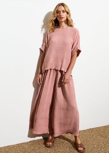 Gini London Pink Pleated Textured Oversized Top