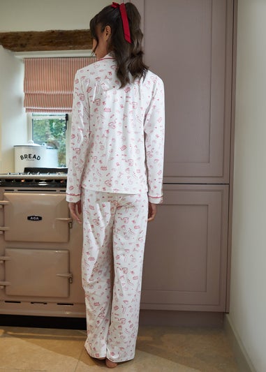 Threadbare Pink Printed Long Button Through Pyjama Set
