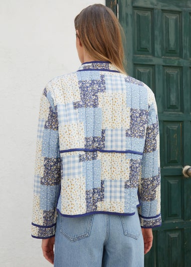 Threadbare Blue Floral Patchwork Quilted Jacket