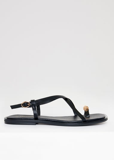 Threadbare Black Back Strap Sandals