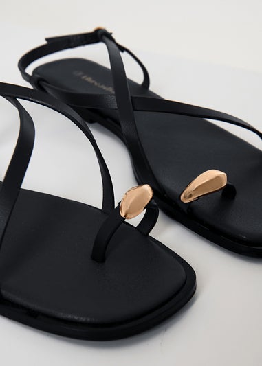 Threadbare Black Back Strap Sandals