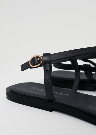 Threadbare Black Back Strap Sandals