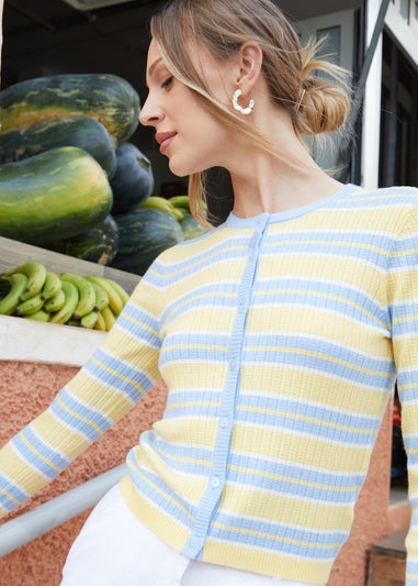 Threadbare Lemon Wool Blend Pointelle Knit Cardigan