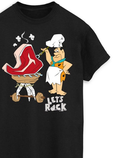 Flintstones Let's Rock Black Graphic T-Shirt