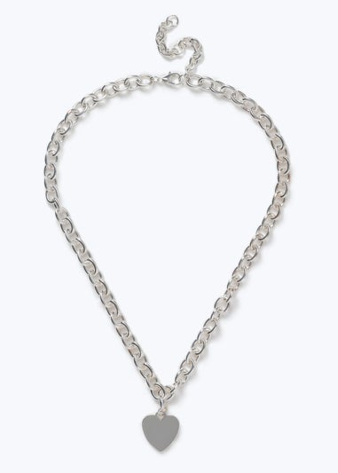 Muse Silver Chunky Chain Heart Necklace