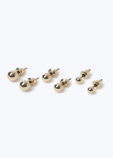 Muse 3 Pack Gold Ball Stud Earrings