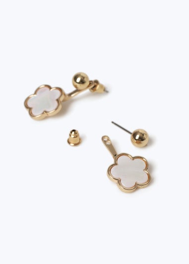 Muse Gold Flower Front And Back Earrings