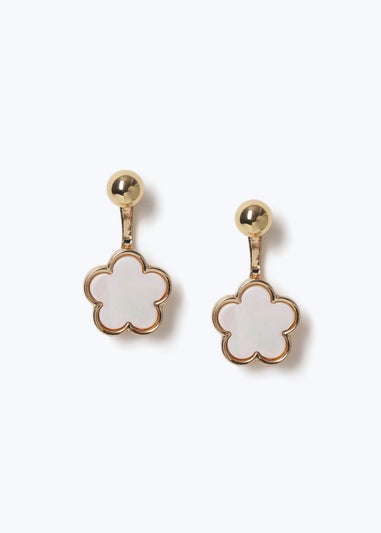 Muse Gold Flower Front And Back Earrings