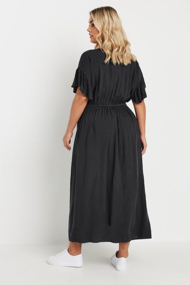 Yours Curve Black Button Chambray Maxi Dress