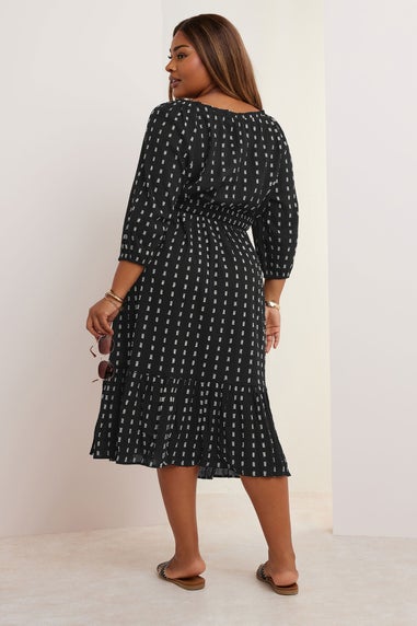 Yours Curve Dot Print Tie Front Midaxi Dress