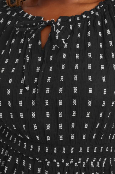 Yours Curve Dot Print Tie Front Midaxi Dress