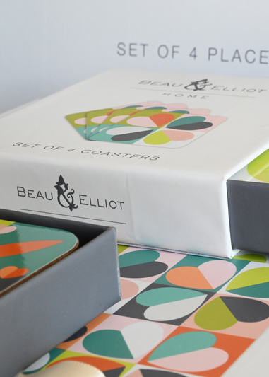 Beau & Elliot Multi Carnaby Coasters Bloom in Gift Box Set of 4