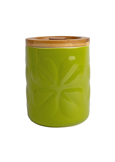 Beau & Elliot Lime Carnaby Porcelain Embossed Jar with Bamboo Lid