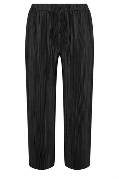 Yours Curve Black Plisse Wide Leg Trousers
