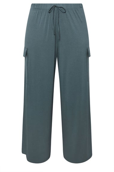 Yours Curve Blue Wide Leg Cargo Trousers