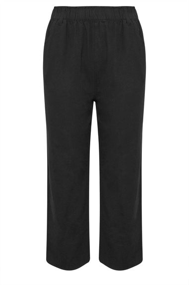 Yours Curve Black Cool Cotton Wide Leg Trousers