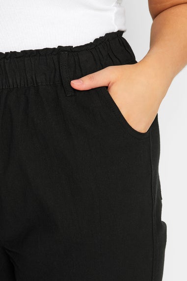 Yours Curve Black Cool Cotton Wide Leg Trousers