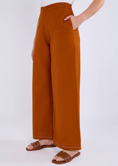 Gini London Orange Contrast Embroidery Stitch Detail Trouser
