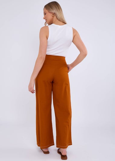 Gini London Orange Contrast Embroidery Stitch Detail Trouser