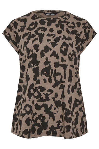 Yours Plus Size Brown Leopard Print T-Shirt