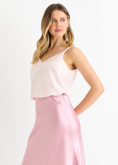 Gini London Pink Sequin V Neck Cami Top