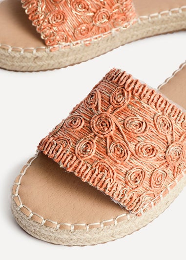 Linzi Savvy Orange Woven Flat Slider Sandal