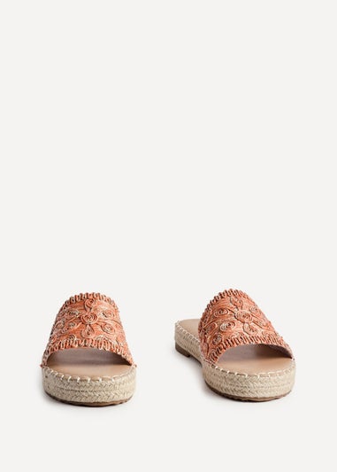 Linzi Savvy Orange Woven Flat Slider Sandal