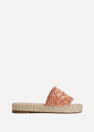 Linzi Savvy Orange Woven Flat Slider Sandal