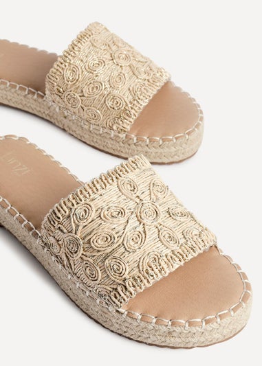Linzi Savvy Gold Woven Flat Slider Sandal