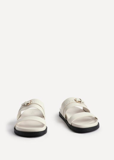 Linzi Ezra Ivory Faux Leather Flat Slider Sandals