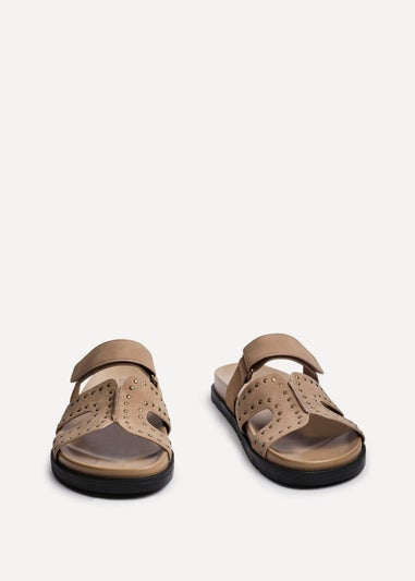 Linzi Karma Camel Nubuck Studded Linked Design Sandal