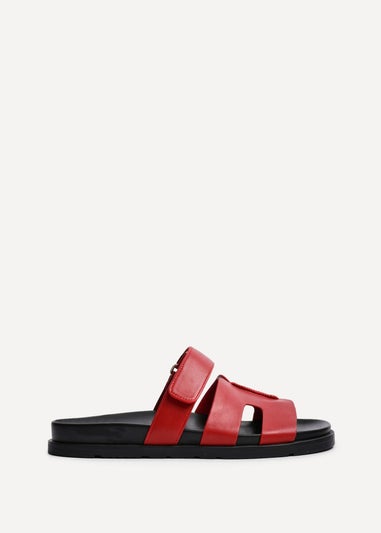 Linzi Emmy Red Faux Leather Footbed Linked Design Sandal