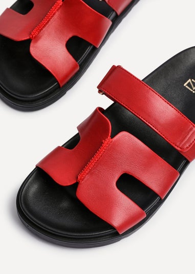 Linzi Emmy Red Faux Leather Footbed Linked Design Sandal