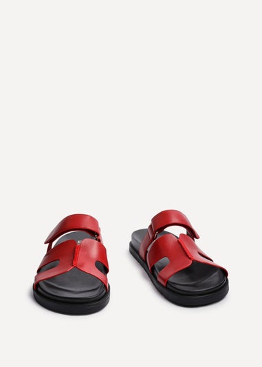 Linzi Emmy Red Faux Leather Footbed Linked Design Sandal