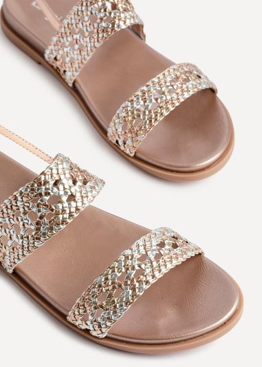 Linzi Galia Pink Faux Leather Handwoven Flat Sandals