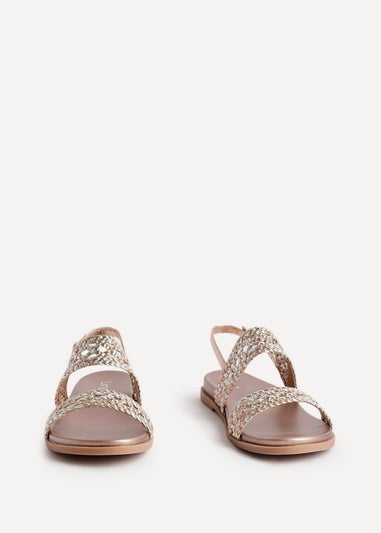 Linzi Galia Pink Faux Leather Handwoven Flat Sandals