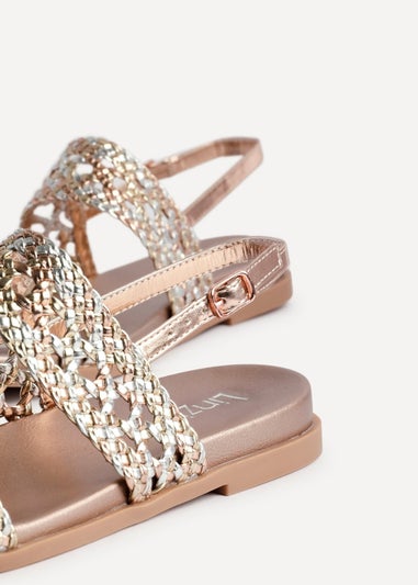 Linzi Galia Pink Faux Leather Handwoven Flat Sandals