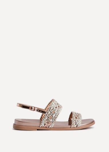 Linzi Galia Pink Faux Leather Handwoven Flat Sandals