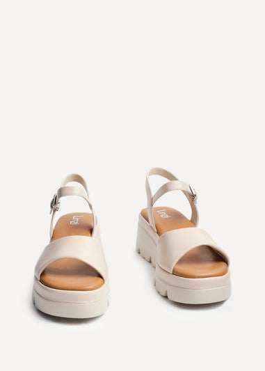 Linzi Nyla Sand Faux Leather Platform Cleated Sole Flatform Sandal