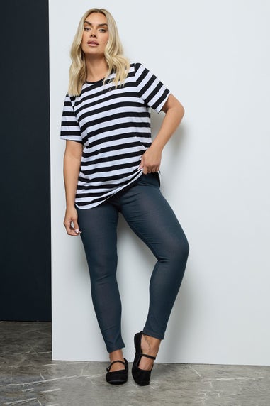 Yours For Good Curve Mid Blue Jersey Stretch Jeggings